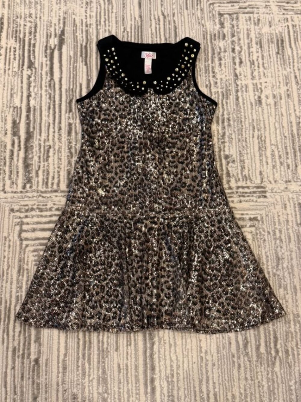 Justice girls size 12 black/gold/silver sequin dress